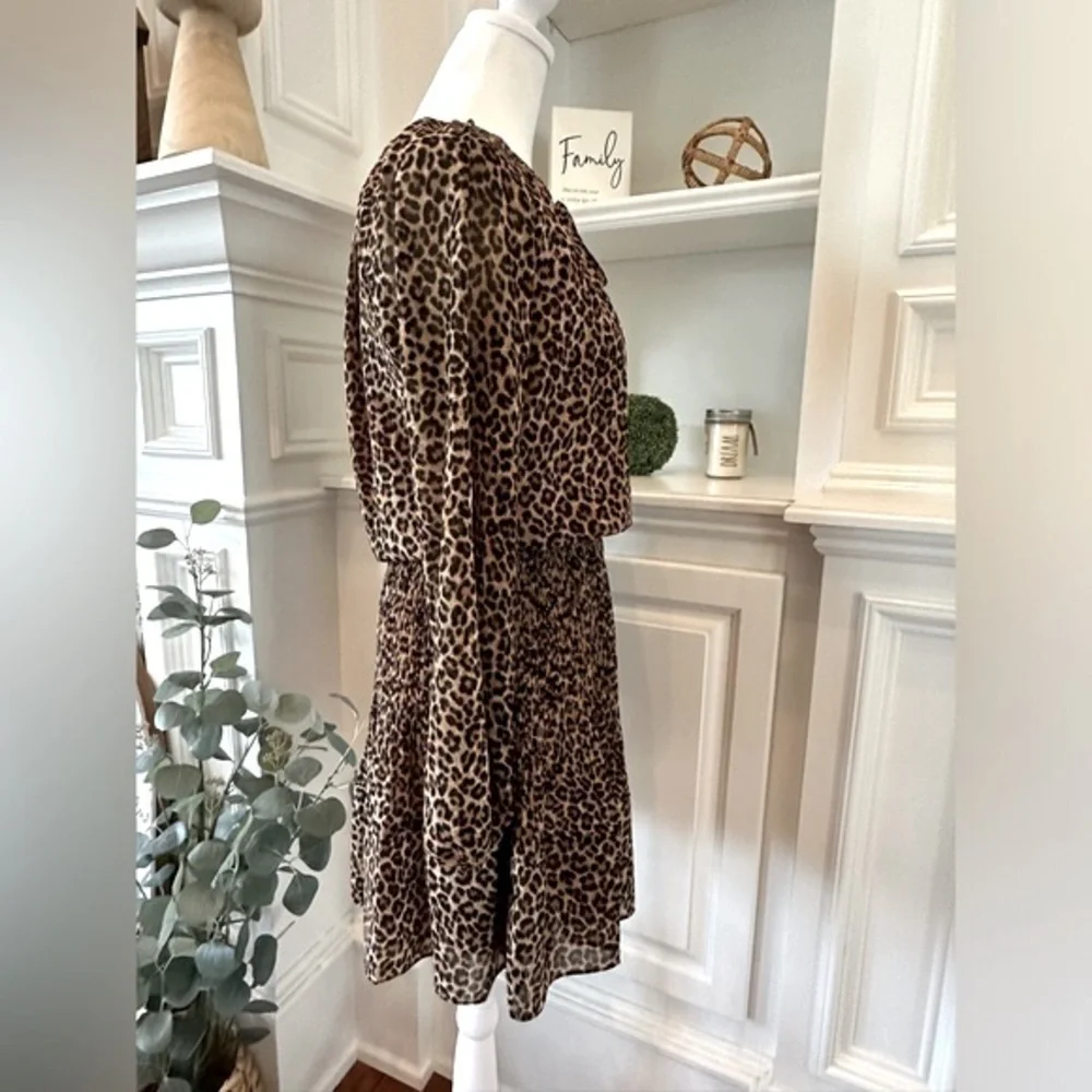 Michael Kors Pleated and Flared Georgette Dark Camel Dress Size XS